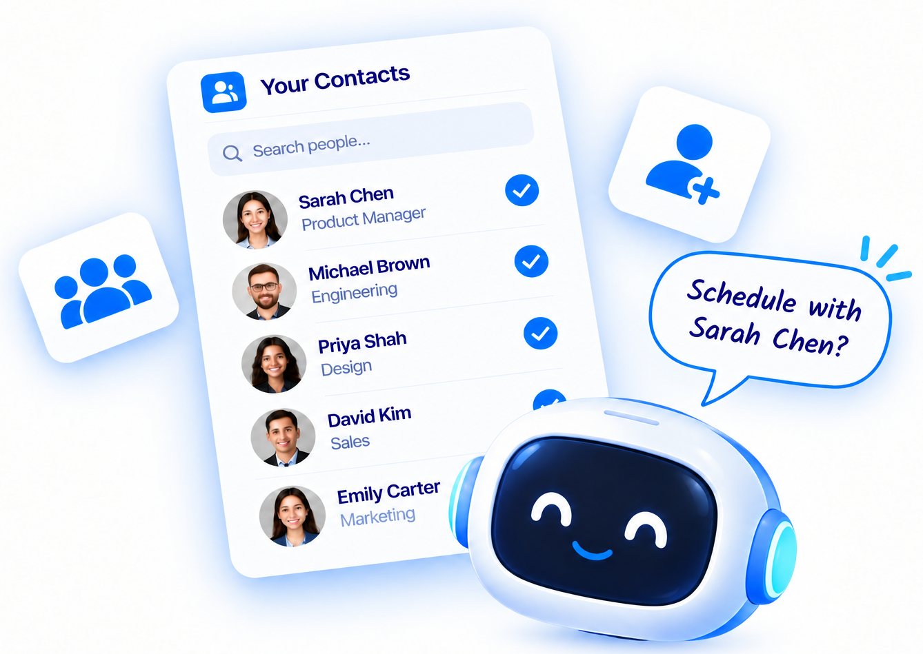 ANCI offering to schedule with someone from your contacts